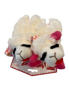 Lamb Chop Spring Plaid Paws Ears Plush Dog Toys Set of 2 Squeak